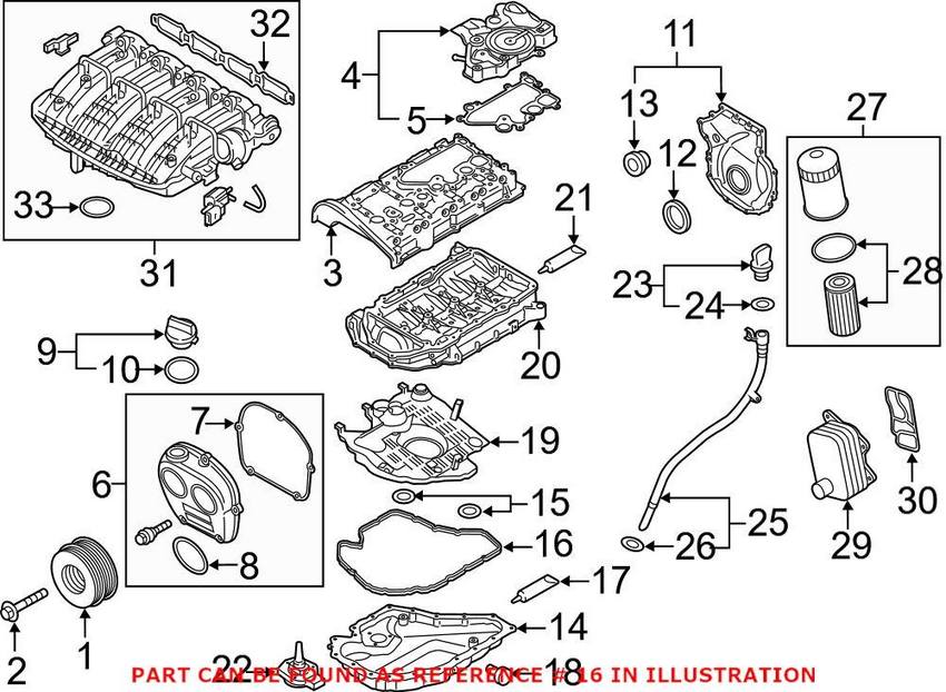 VW Engine Oil Pan Gasket Lower 06K103649J Genuine VW/Audi 06K103649J